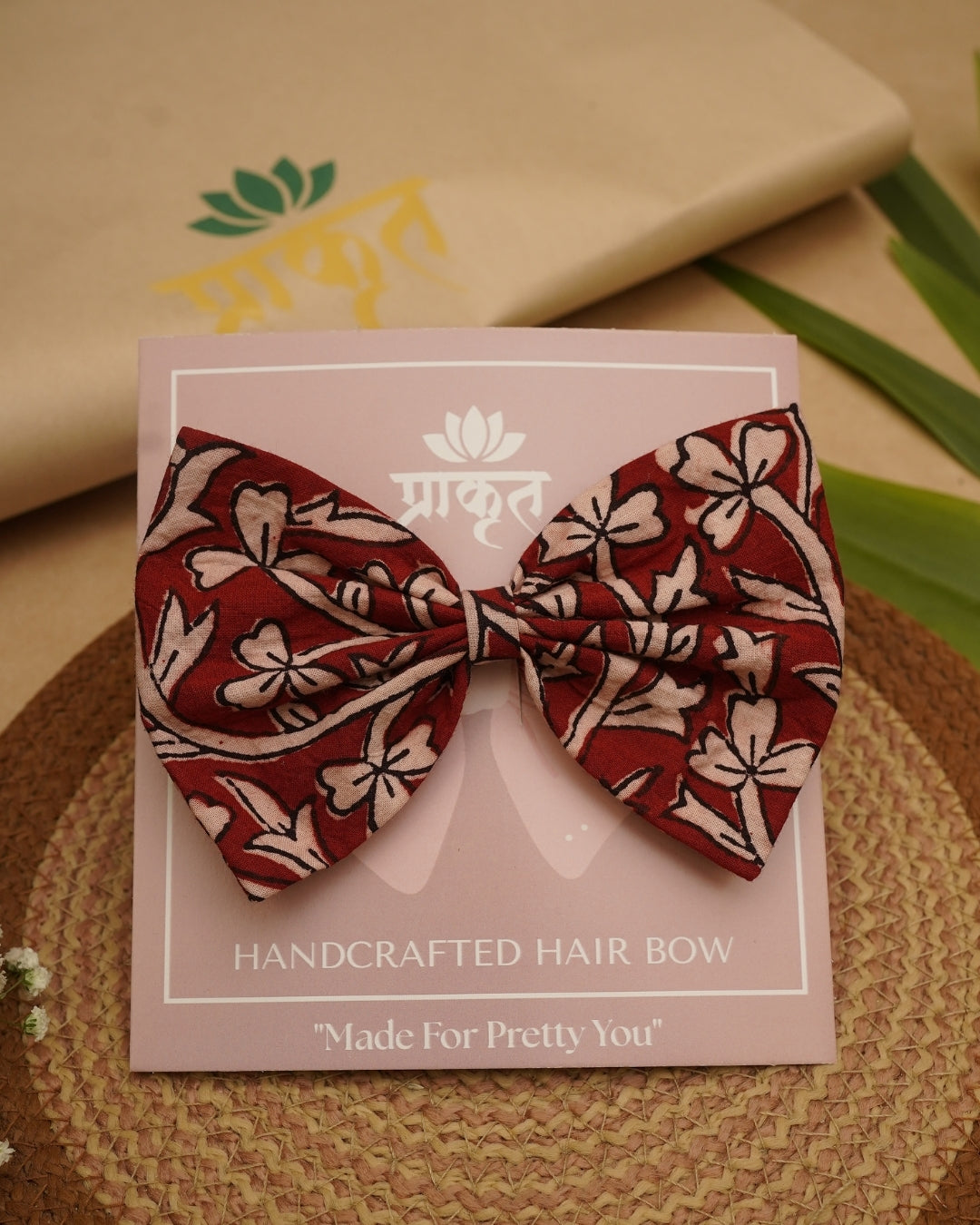 MAROON BELL BAGH PRINT BOWCLIP