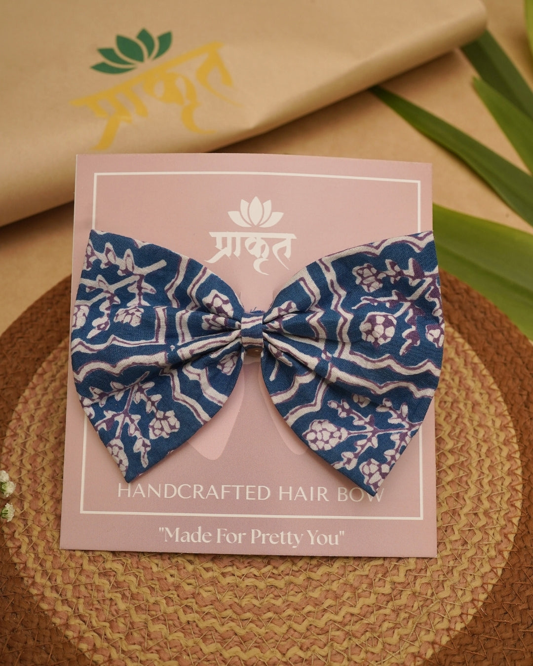 INDIGO BLUE WHITE BAGH PRINT BOWCLIP