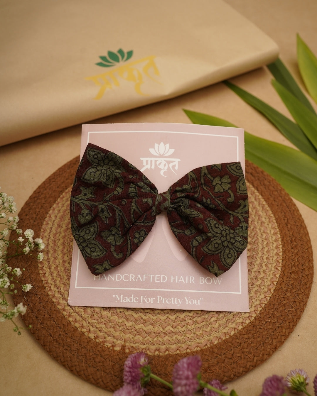 GREY GREEN BAGH PRINT BOWCLIP