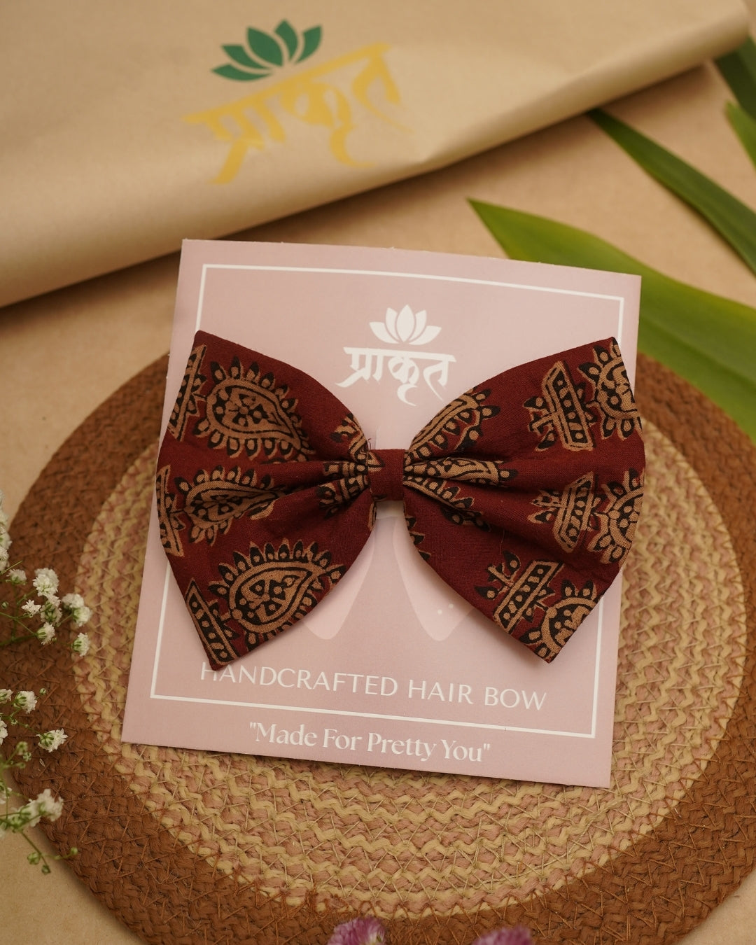 MAROON GOLD BAGH PRINT BOWCLIP