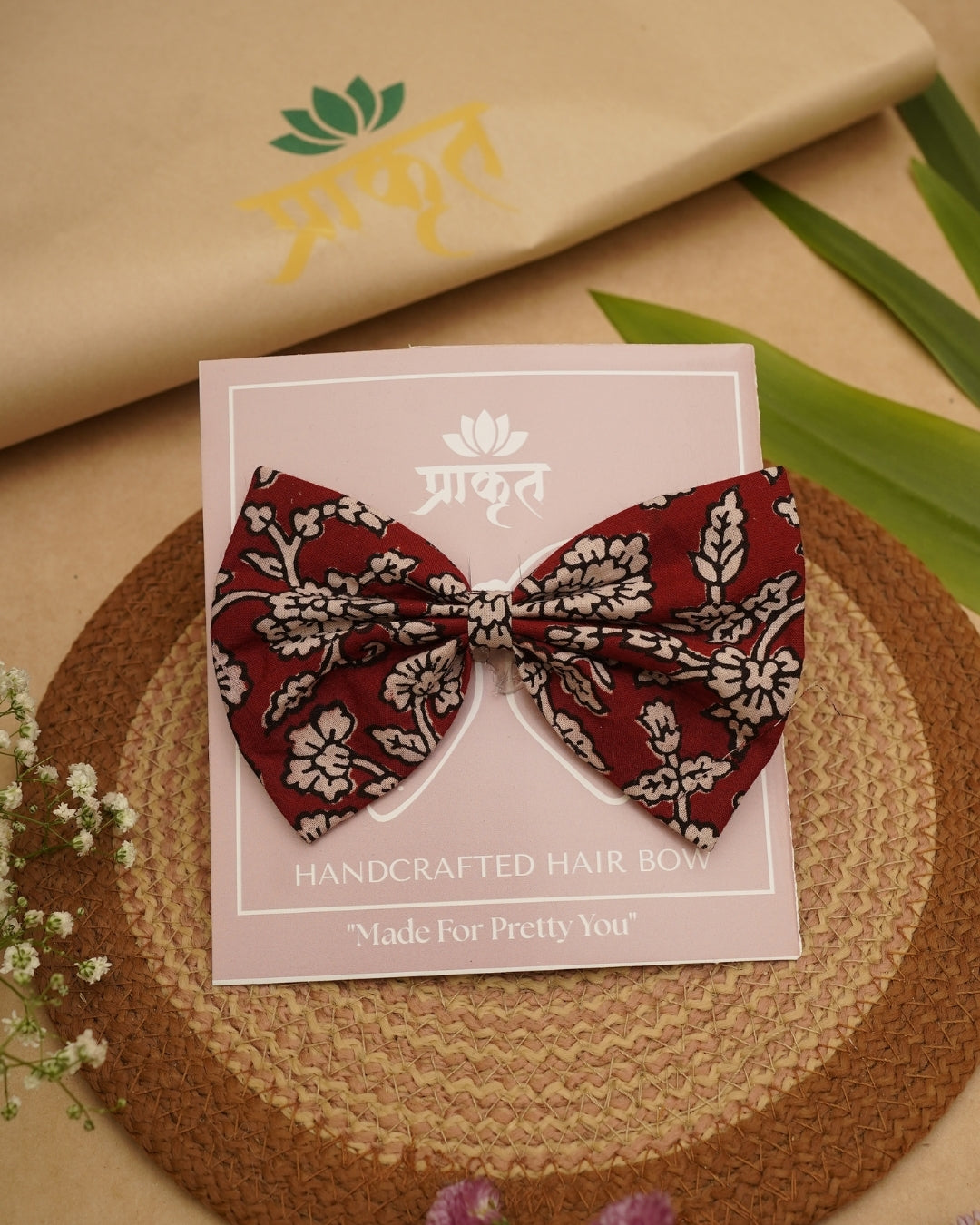 MAROON FLOWER BAGH PRINT BOWCLIP