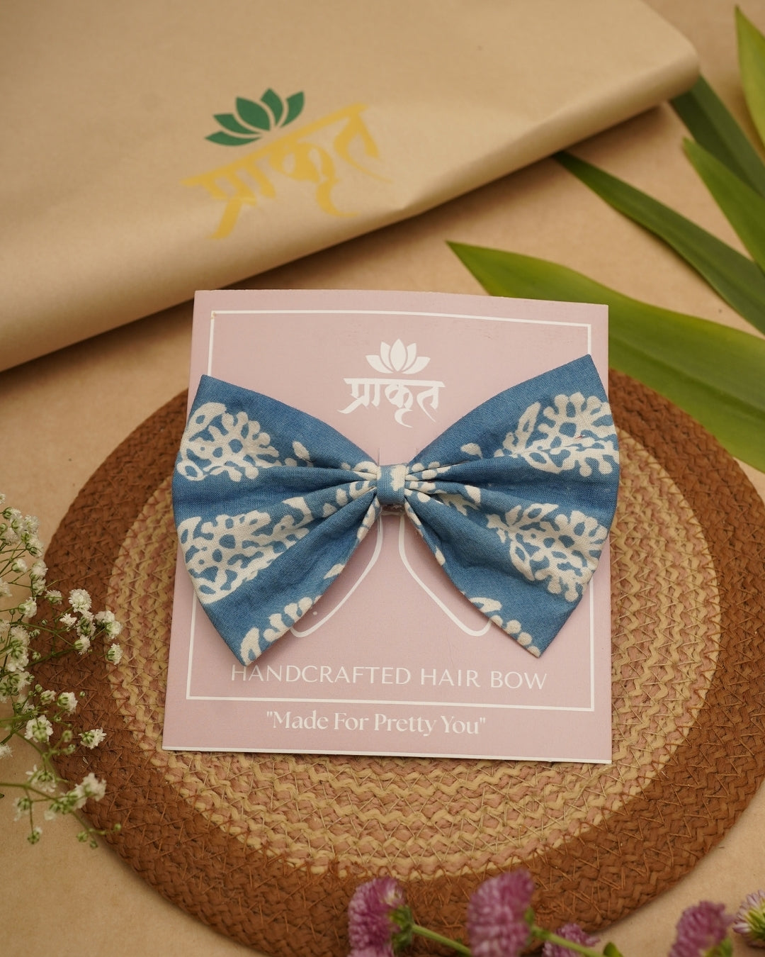 BLUE INDIGO BAGH PRINT BOWCLIP