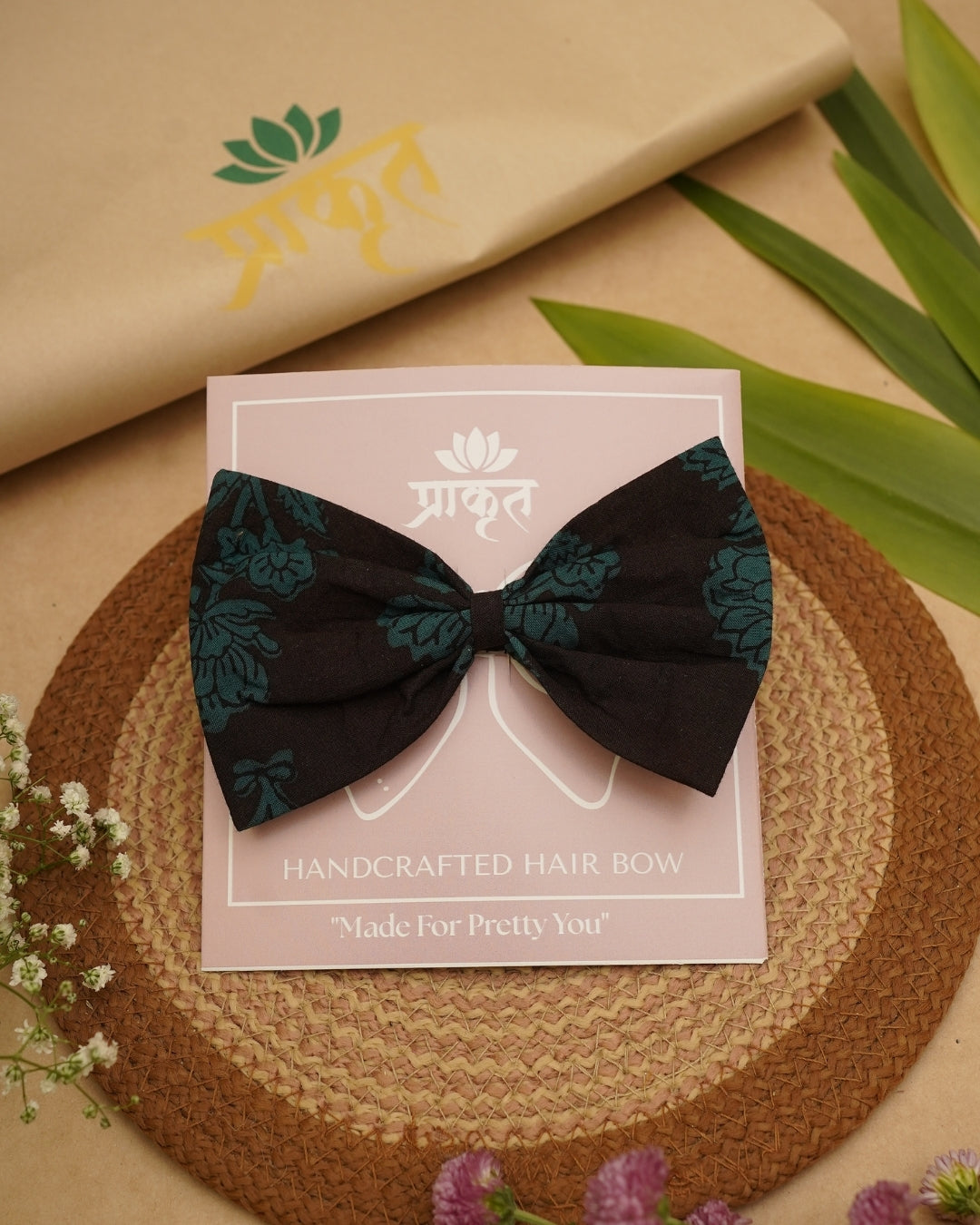 BLACK GREEN BAGH PRINT BOWCLIP