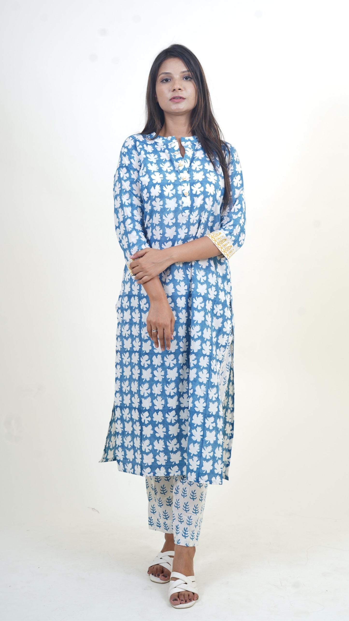 INDIGO YELLOW BAGH PRINT SUIT SET