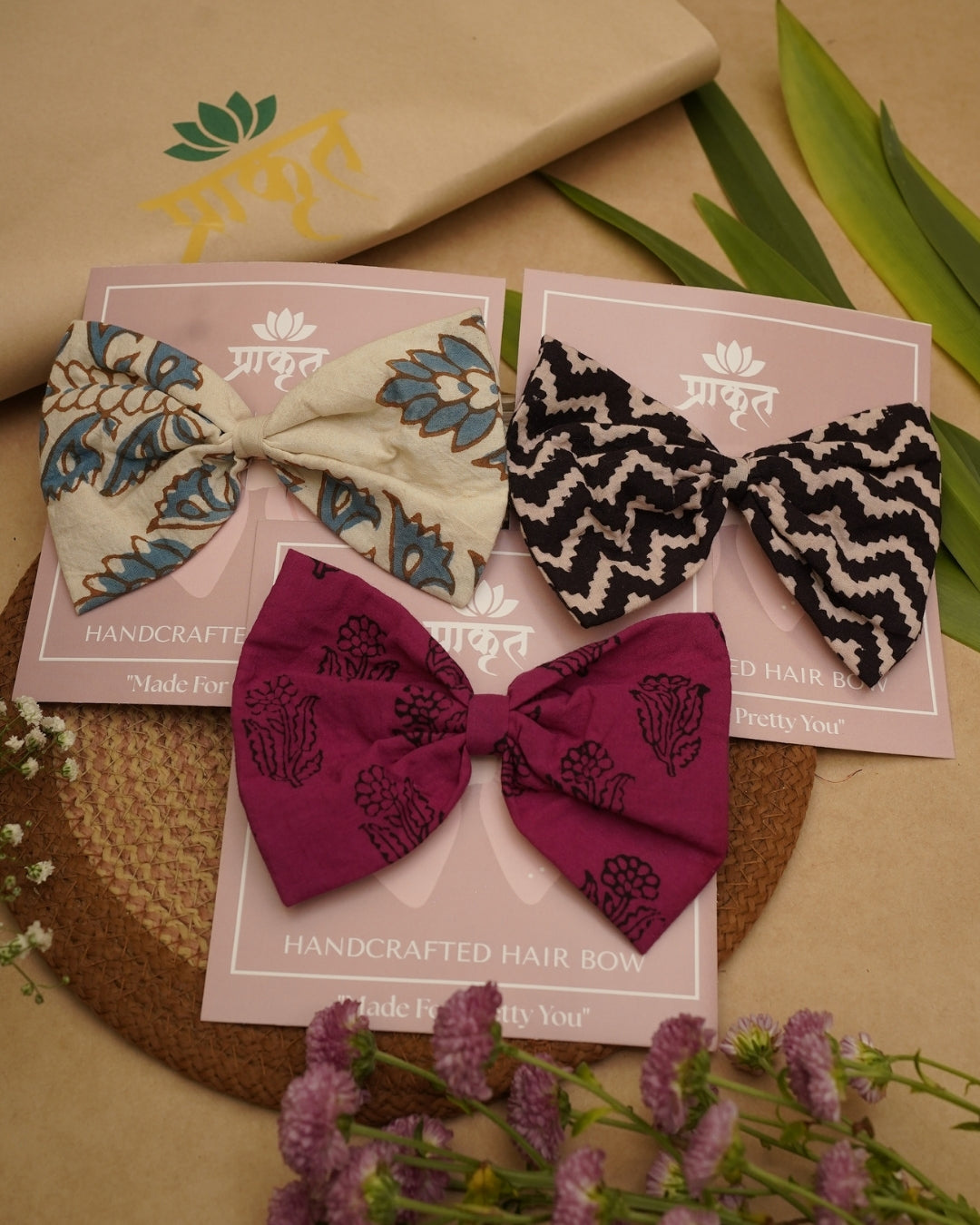 COTTON BOW CLIP – SET OF 3