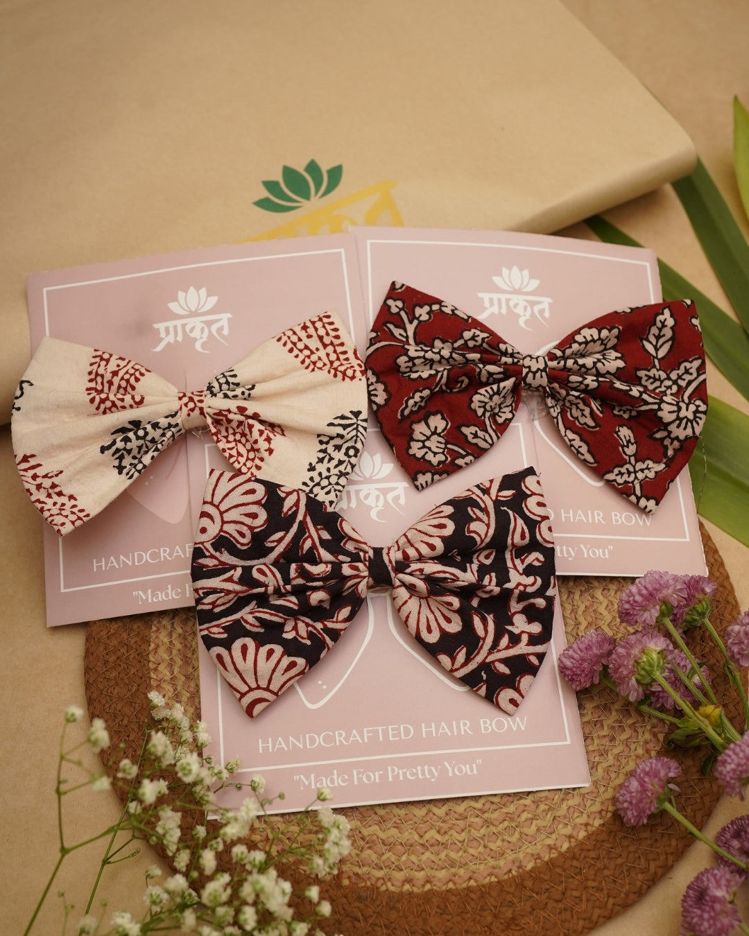 COTTON BOW CLIP – SET OF 3