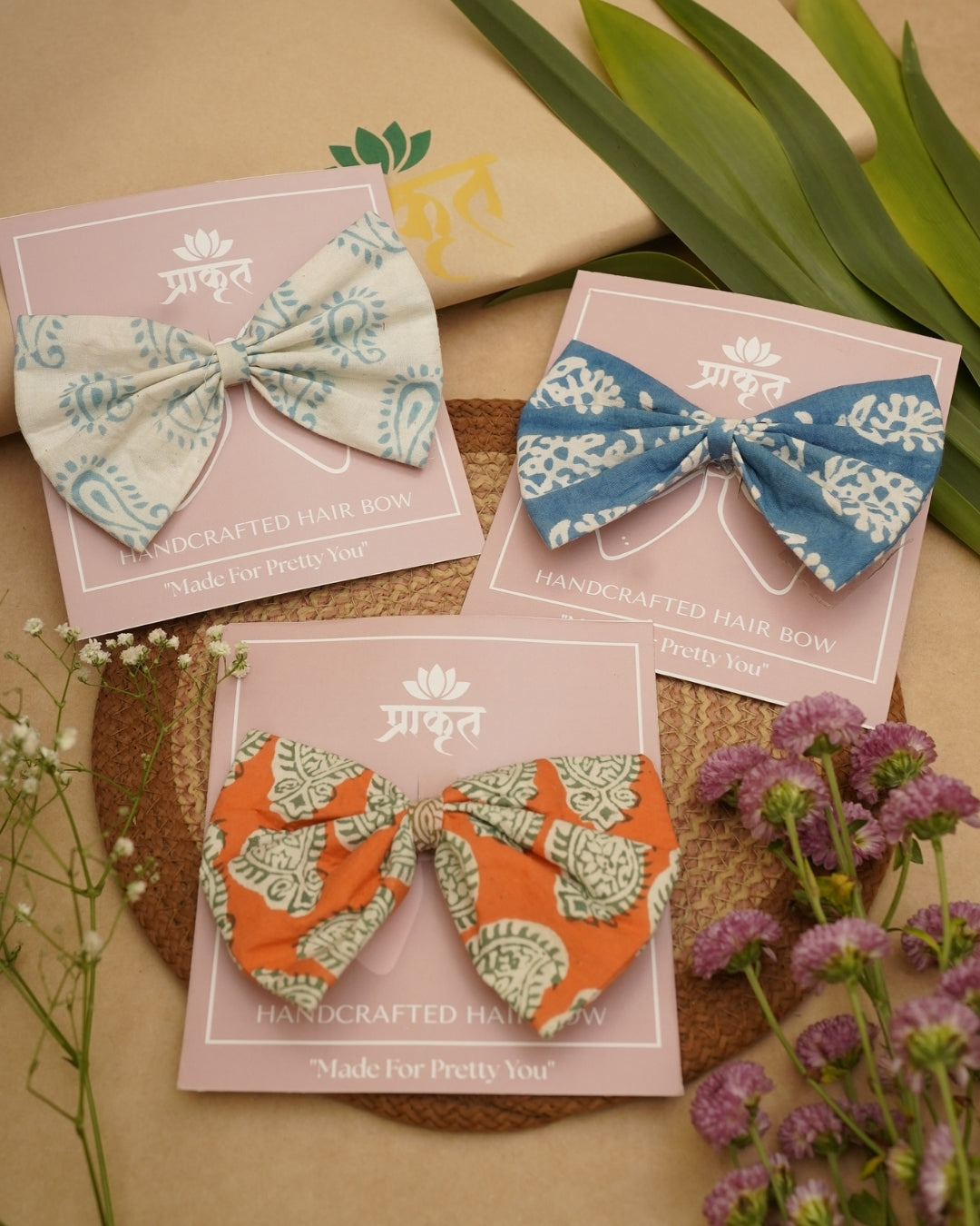 COTTON BOW CLIP – SET OF 3