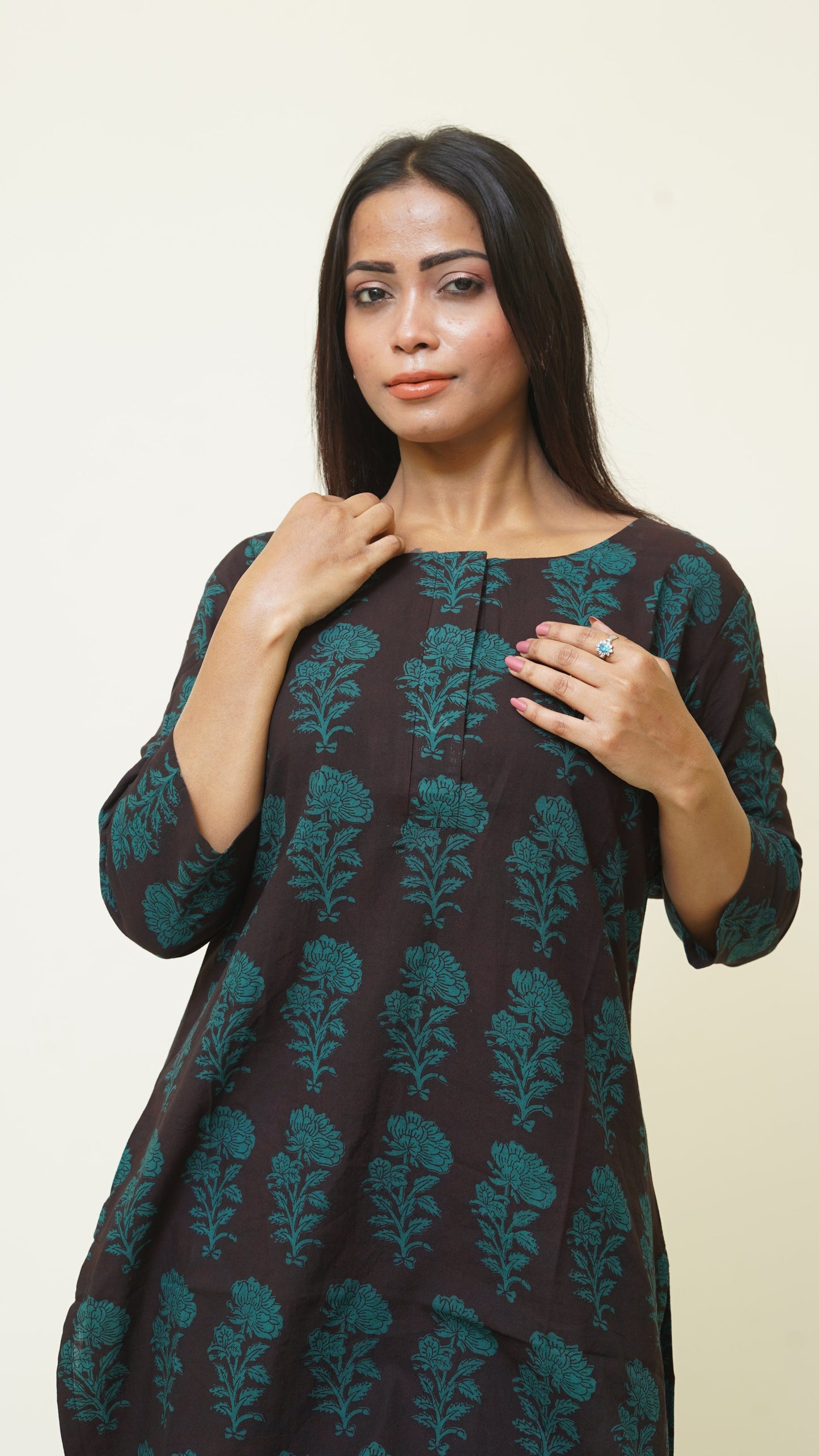 BLACK GREEN BAGH PRINT KURTA