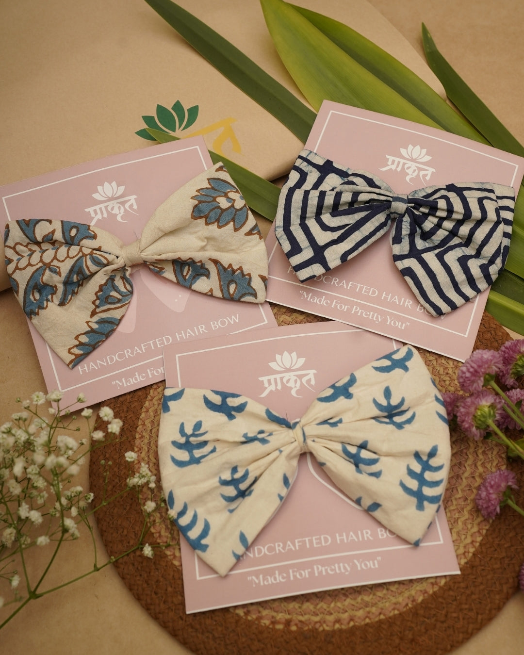 COTTON BOW CLIP – SET OF 3