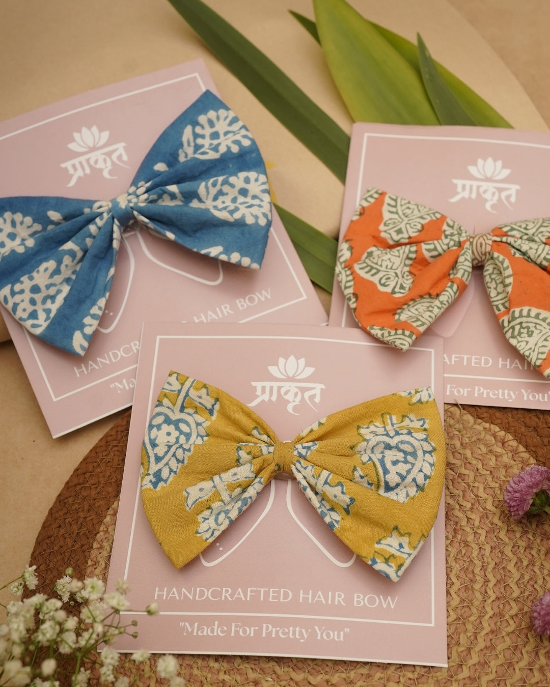 COTTON BOW CLIP – SET OF 3