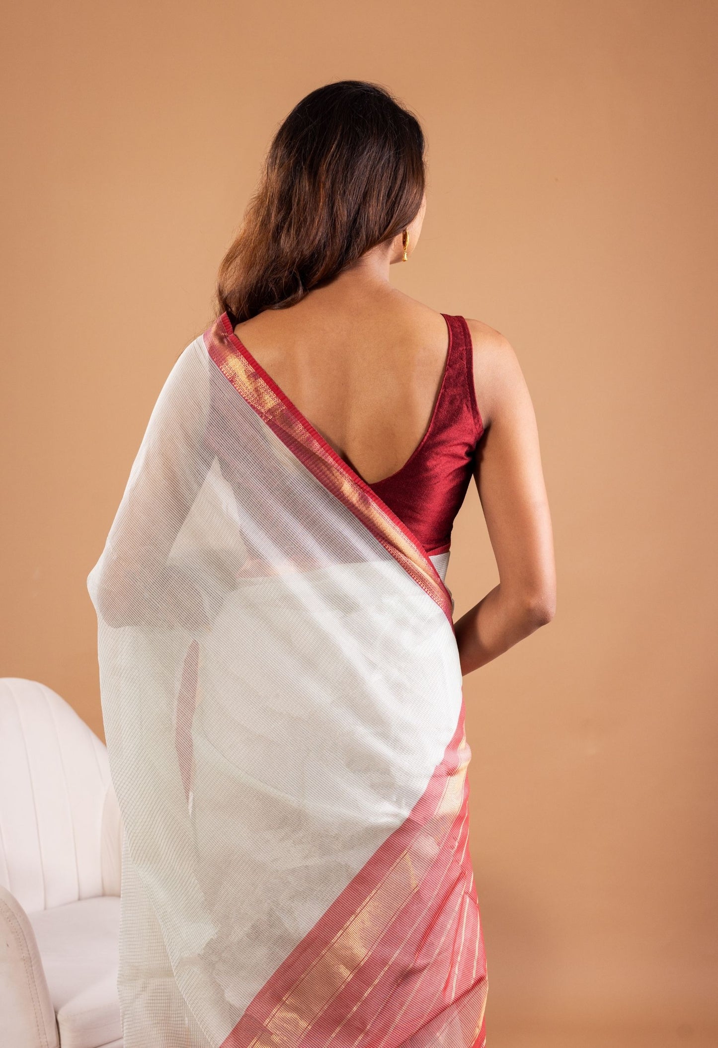 PASTEL MINT SELF CHECKES MAHESHWARI SAREE