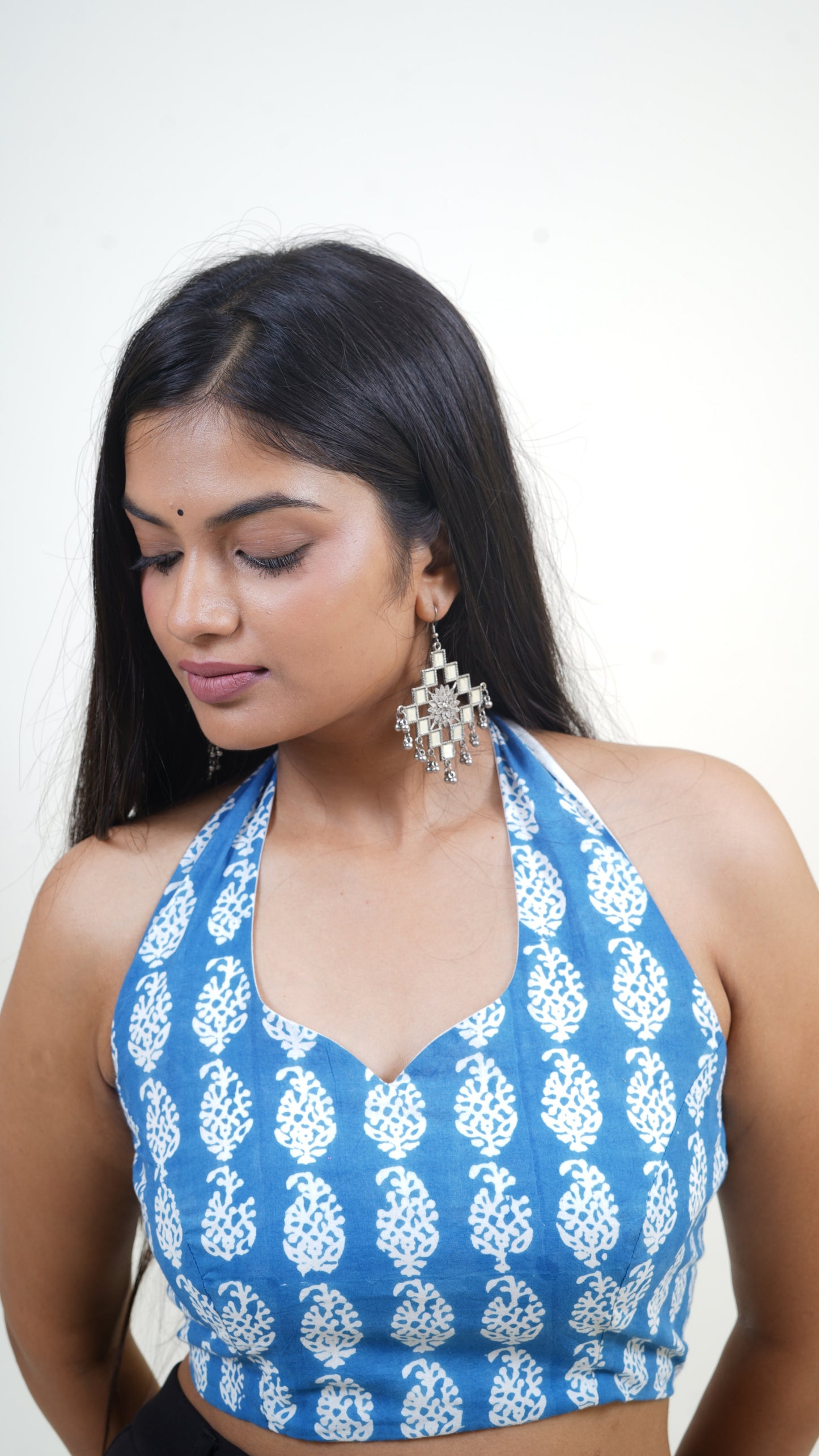 BLUE INDIGO PAISLEY PRINT BRALETTE