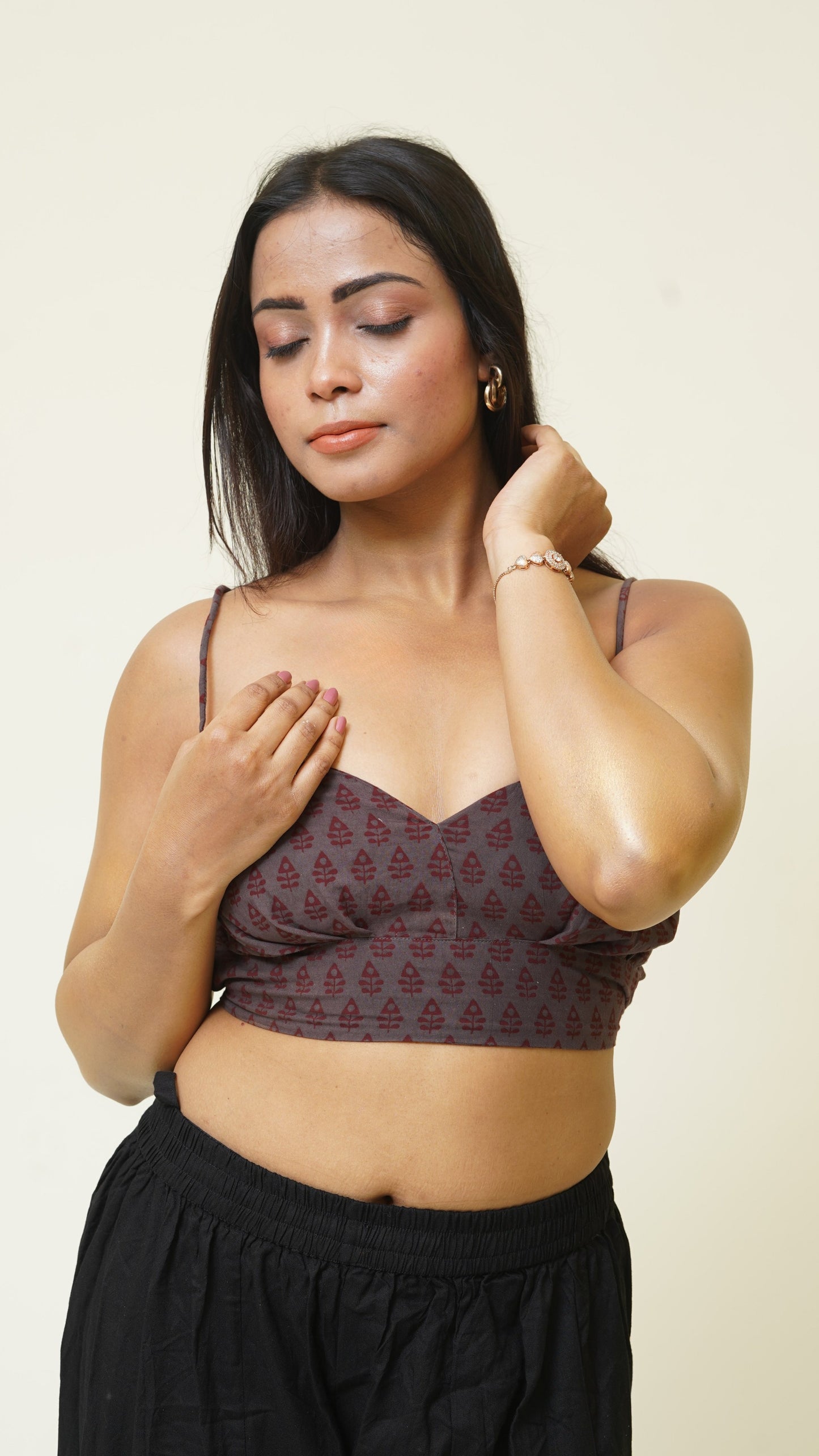 GREY RED BUTTI BAGH PRINT BRALETTES
