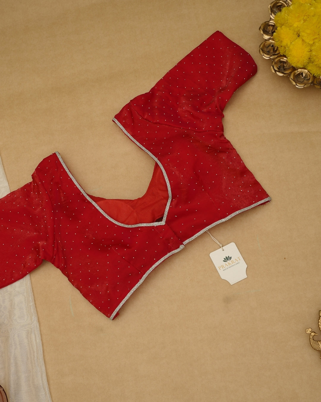 RED V-NECK BLOUSE