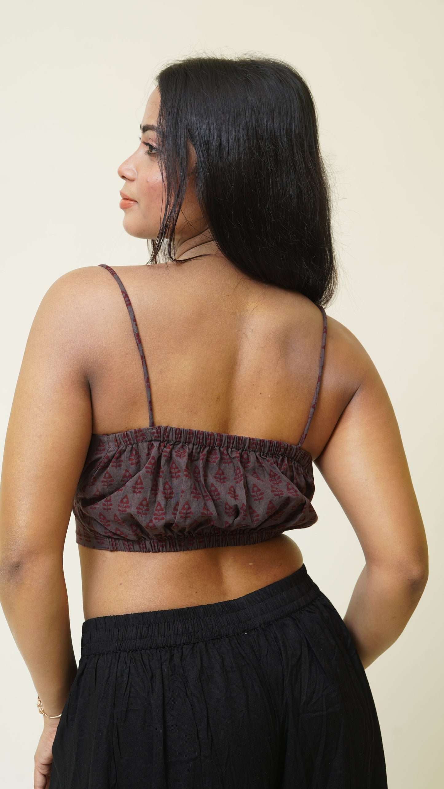 GREY RED BUTTI BAGH PRINT BRALETTES