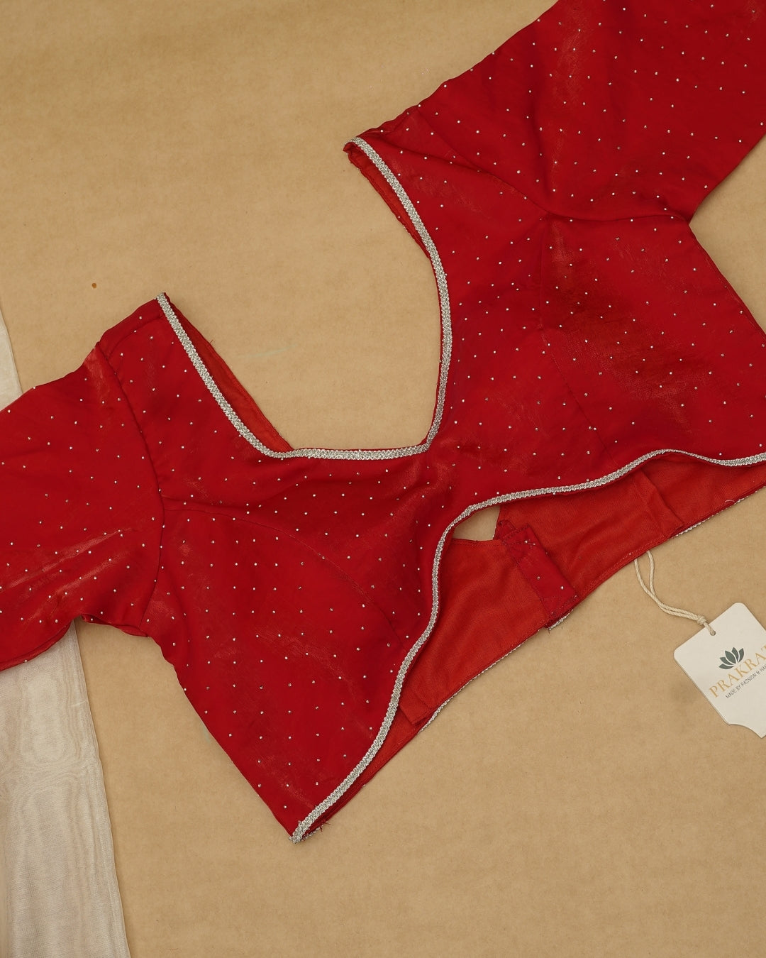 RED V-NECK BLOUSE