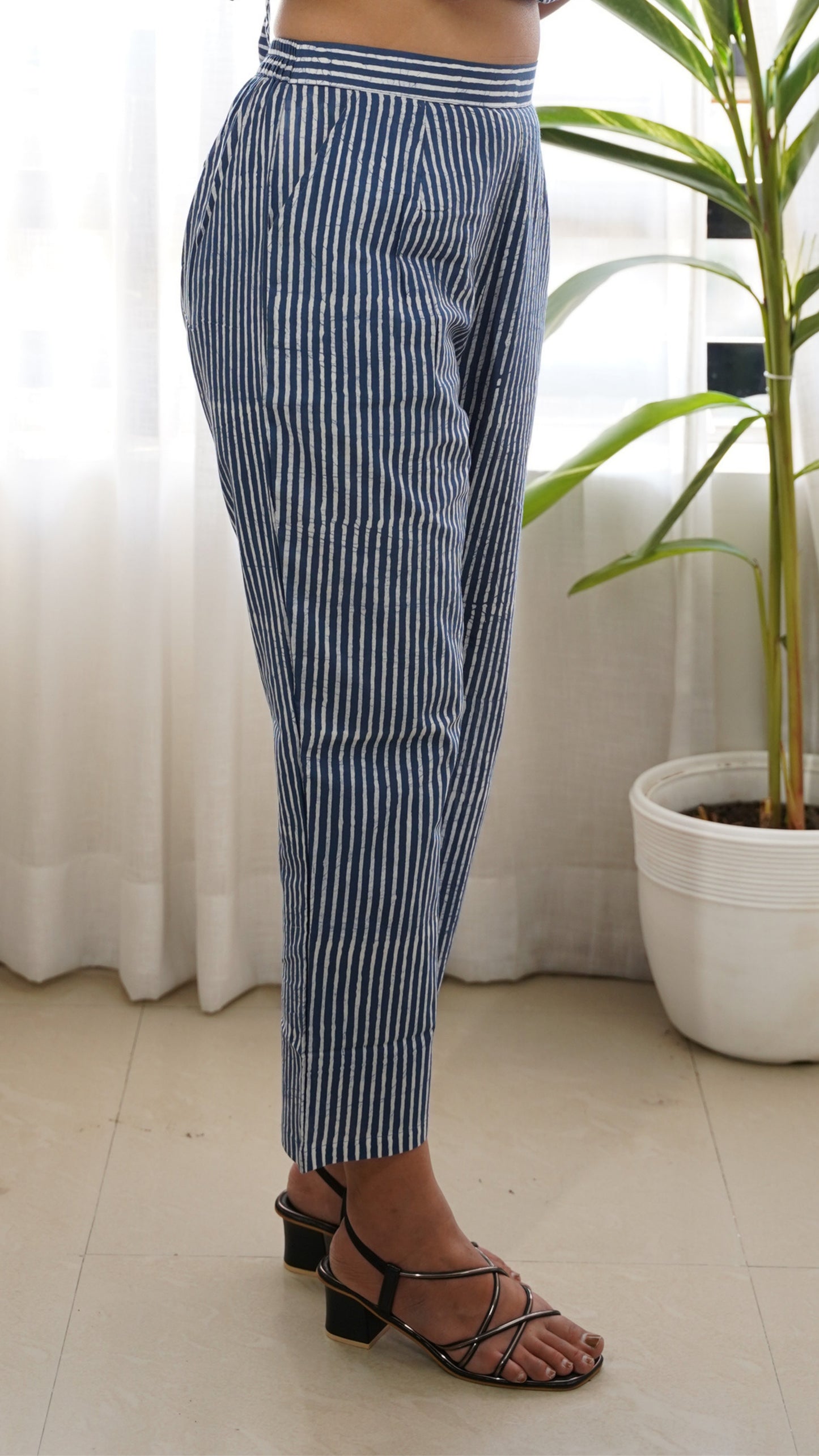 INDIGO STRIPED BATIK PRINT CULOTTES