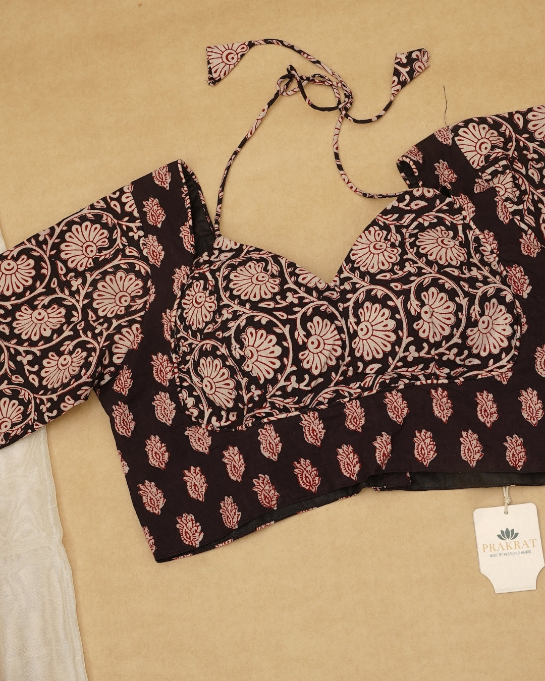 BLACK RED BAGH PRINT BLOUSE