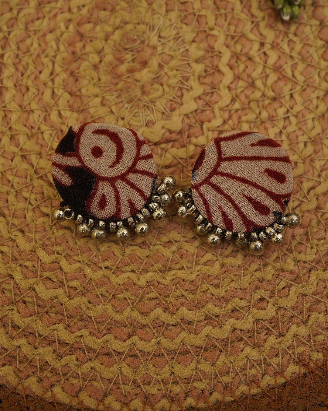 RED BLACK BAGH PRINT EARRING