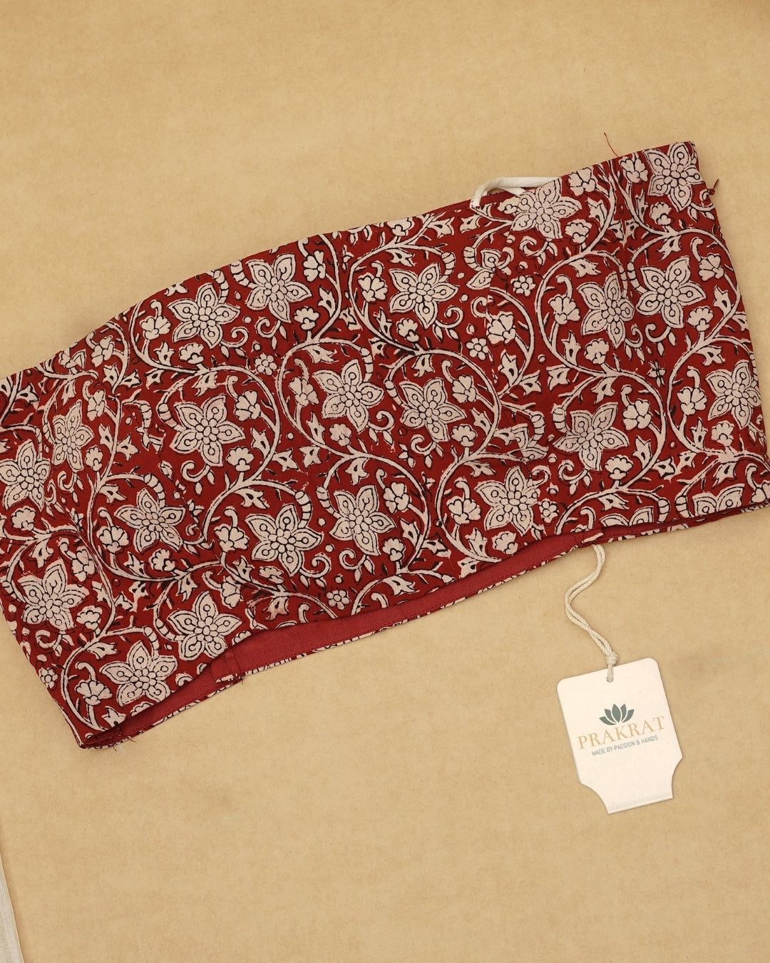 RED WHITE NOODLE STRAP BAGH PRINT BLOUSE