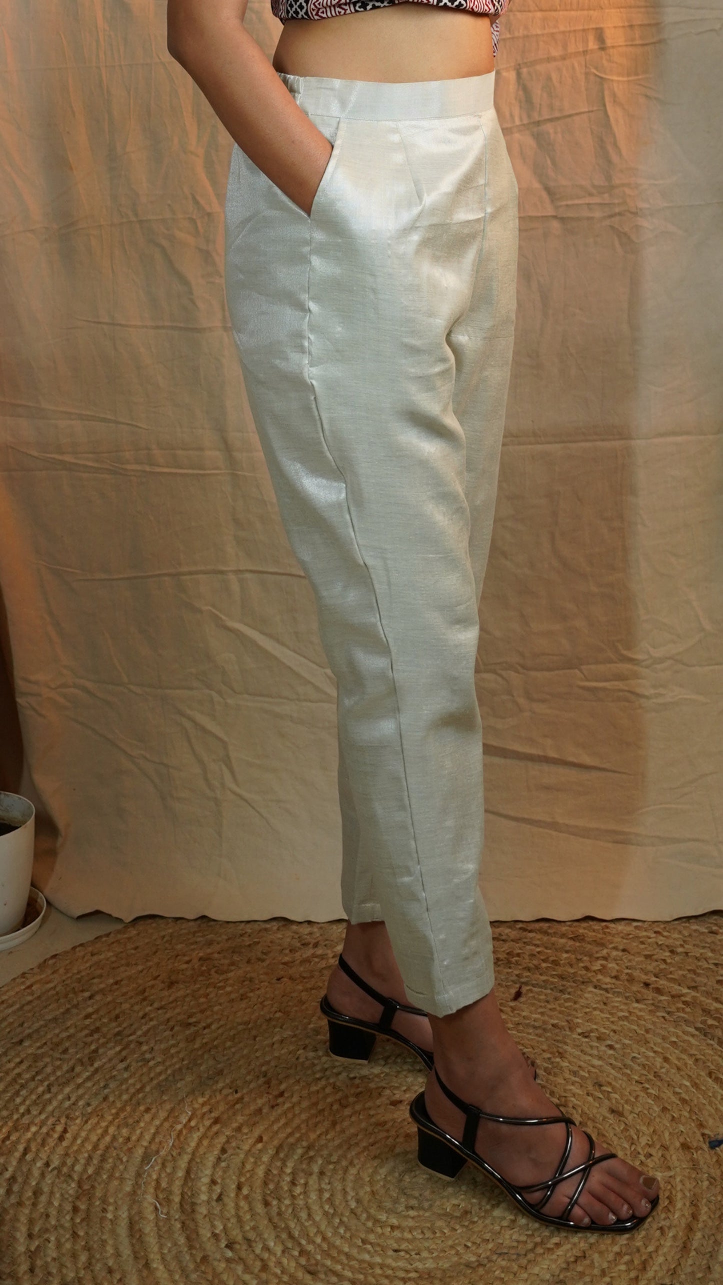 SILVER ZARI PANT