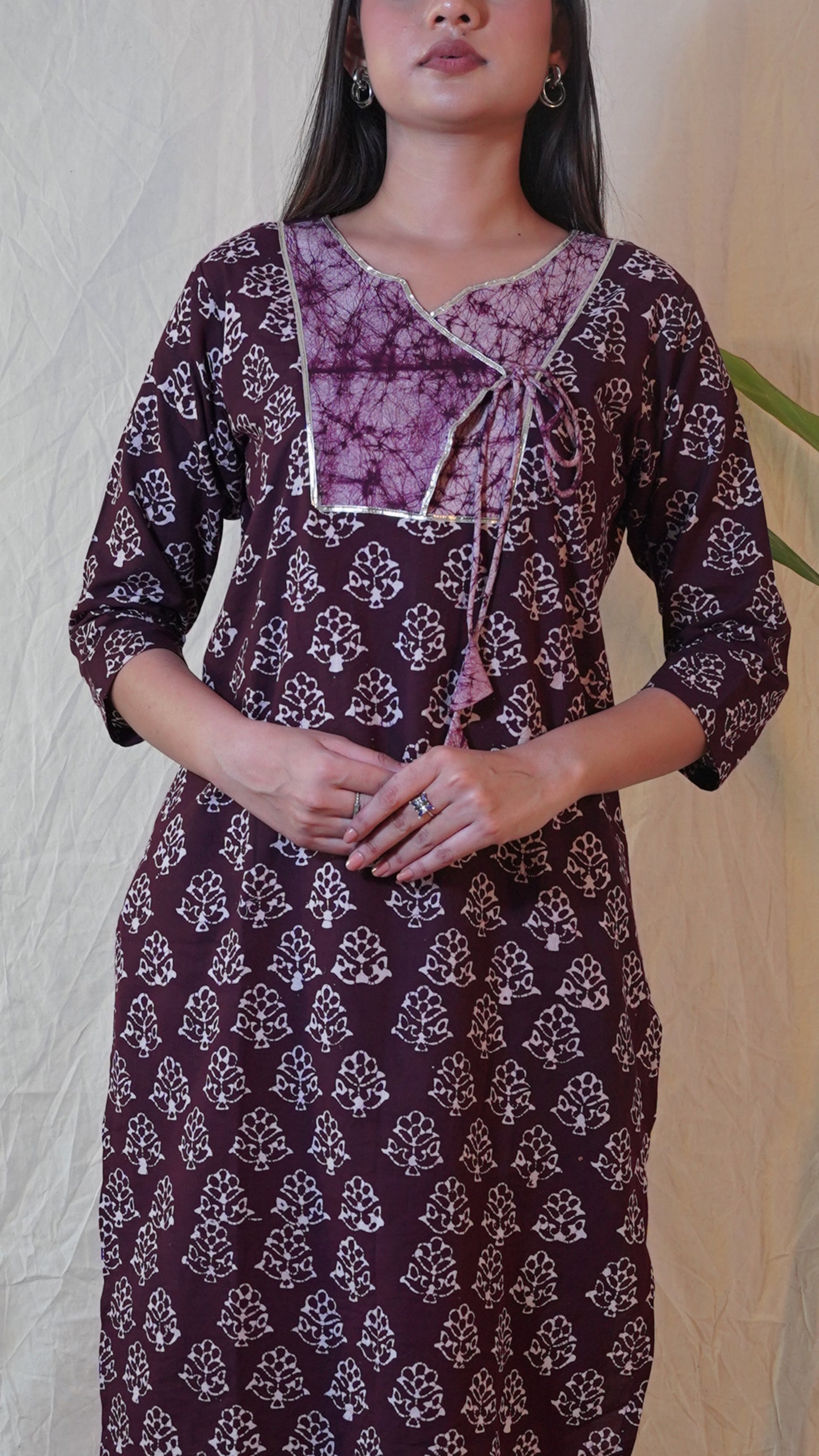 WINE BATIK PRINT SUIT SET