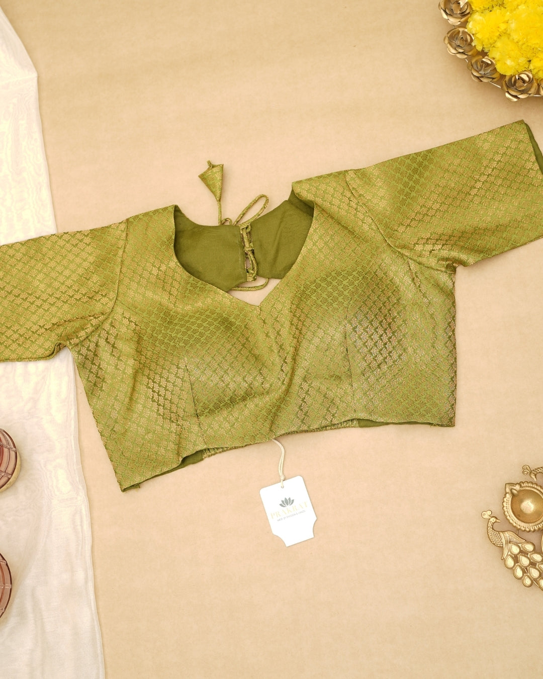 GREEN BANARASI BROCADE BLOUSE