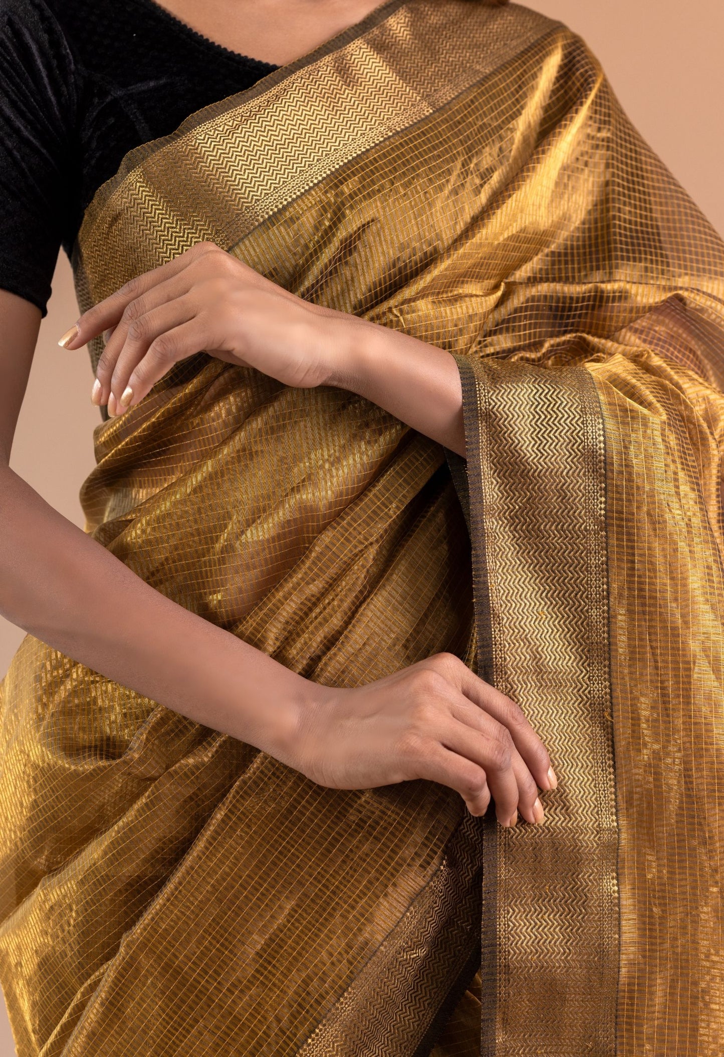 MUSTARD GOLD ZARI MAHESHWARI SILK SAREE