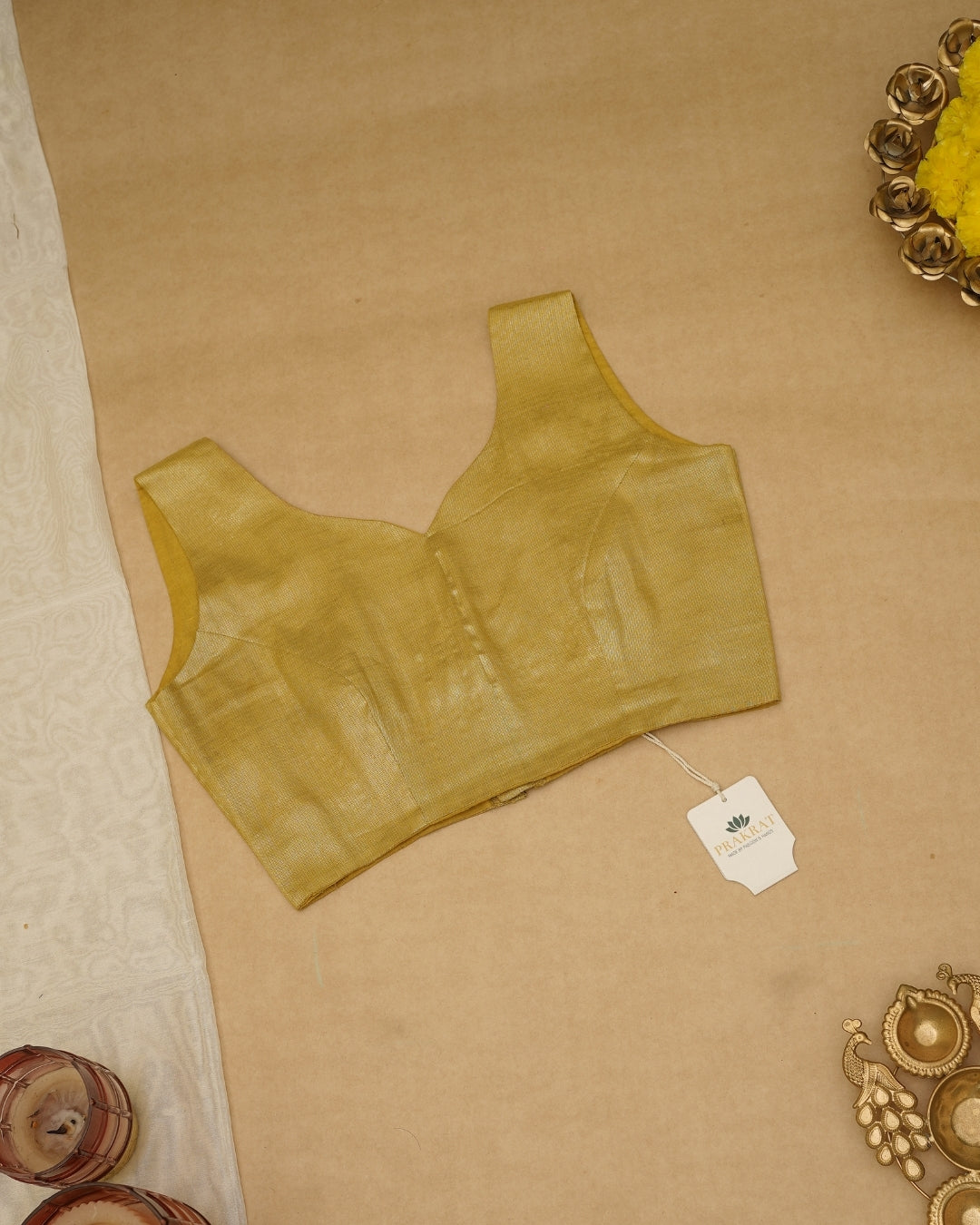 YELLOW GOLDEN ZARI BLOUSE (SWEETHEART NECK)