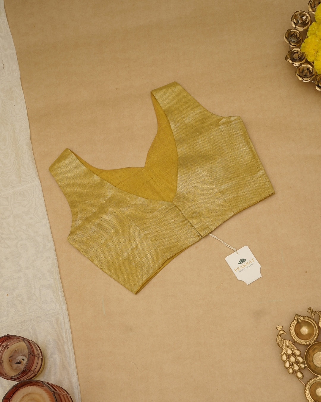 YELLOW GOLDEN ZARI BLOUSE (SWEETHEART NECK)