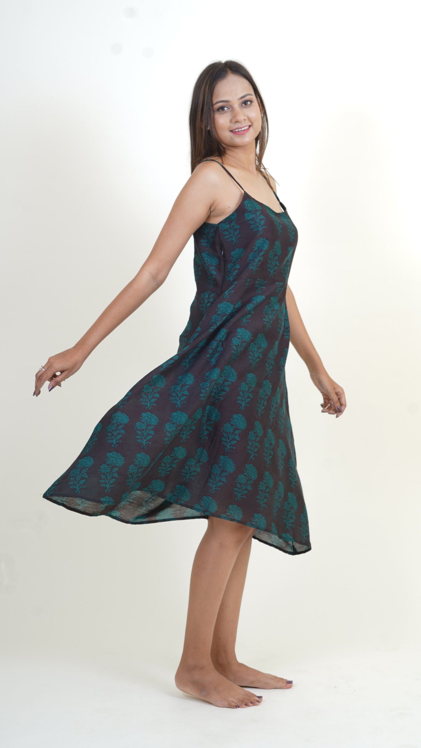 BLACK GREEN BAGH PRINT DRESS