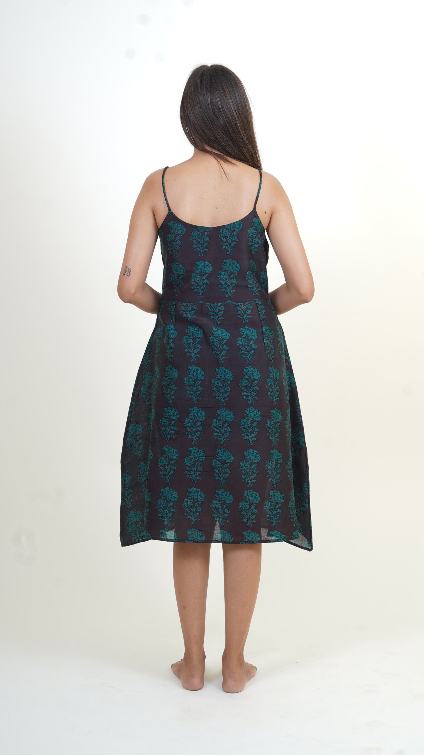 BLACK GREEN BAGH PRINT DRESS