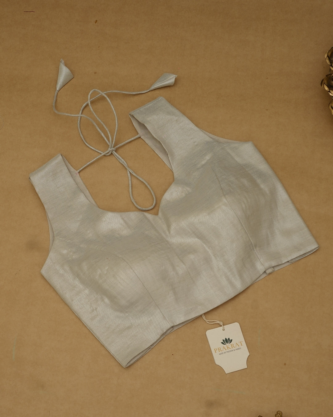 SILVER ZARI BLOUSE (SWEETHEART NECK)