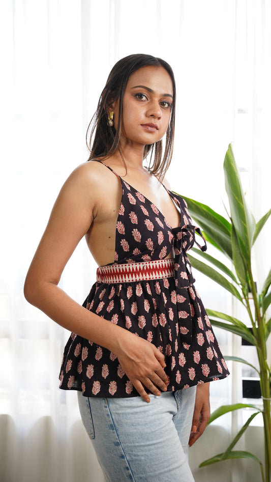 BLACK RED BAGH PRINT BRALETTES