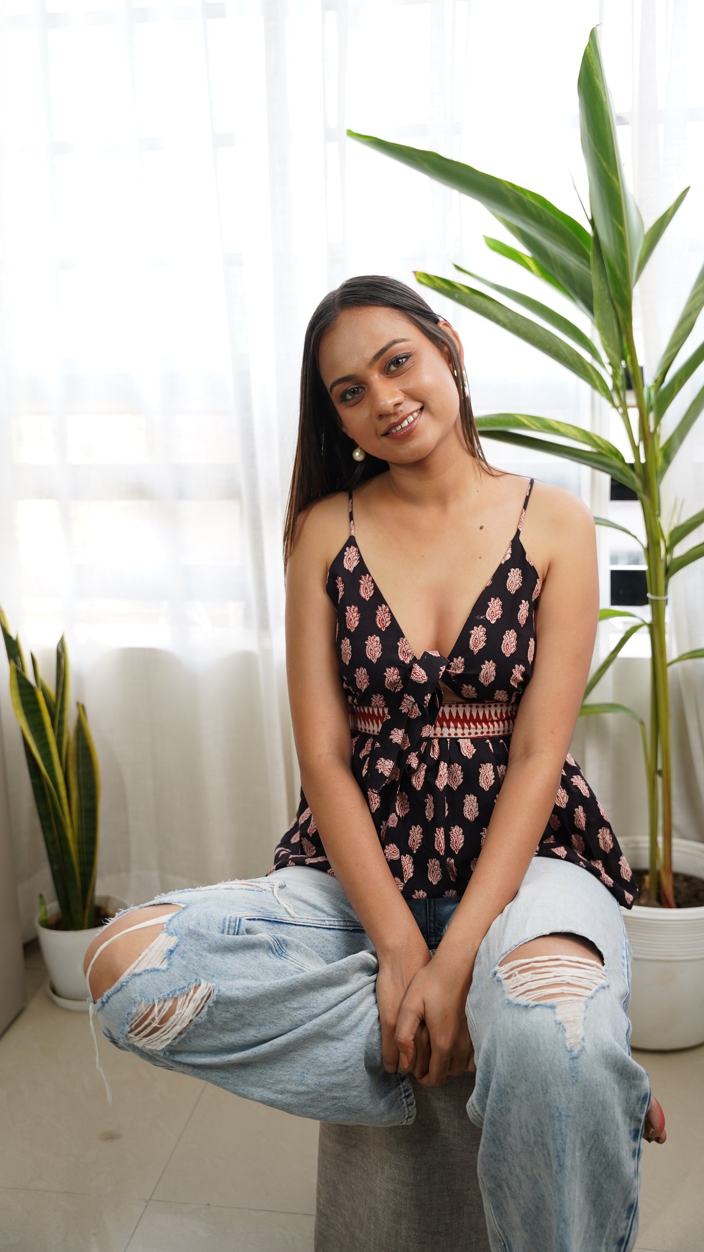 BLACK RED BAGH PRINT BRALETTES