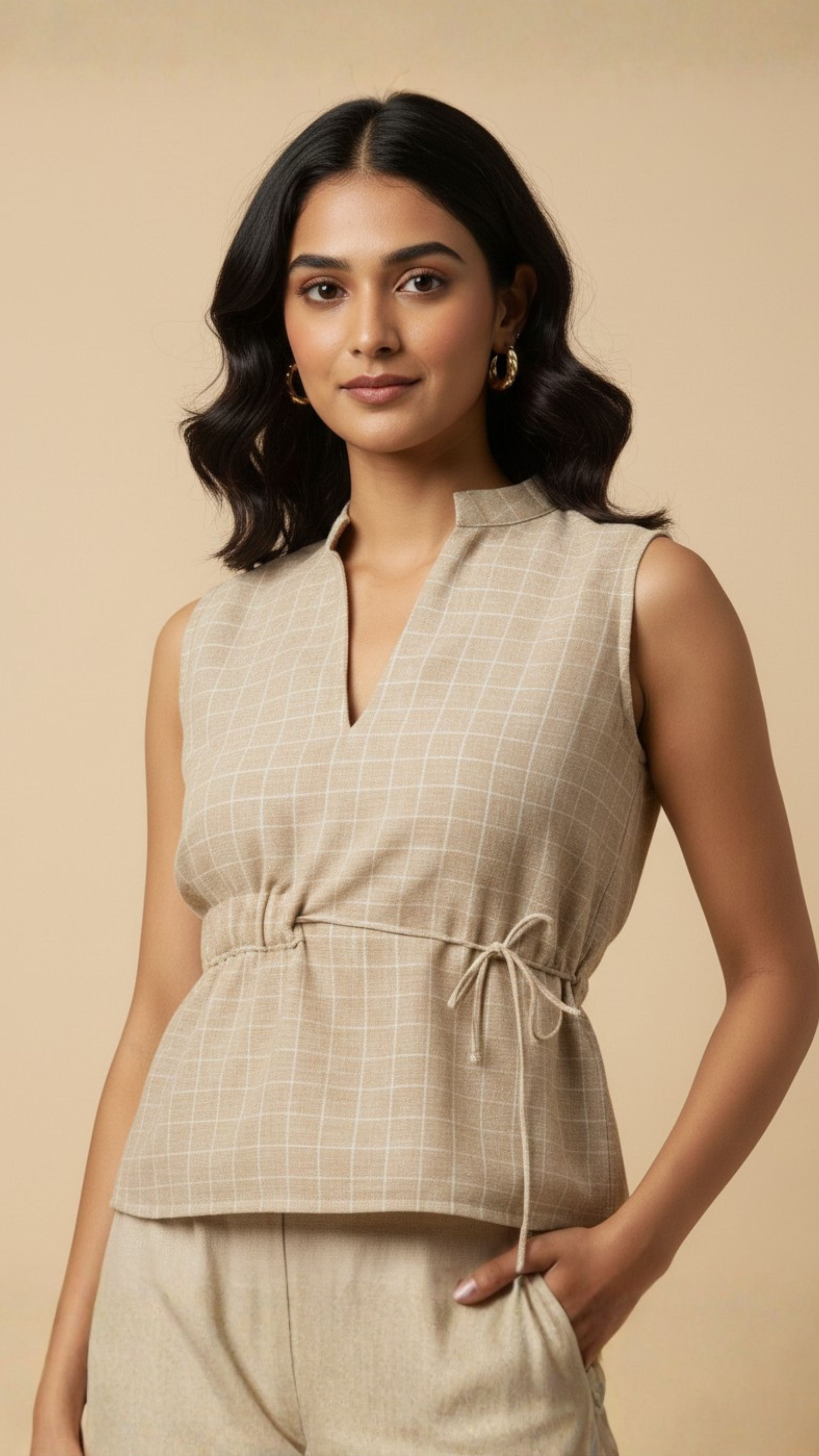 BROWN WHITE BAGH PRINT TOP