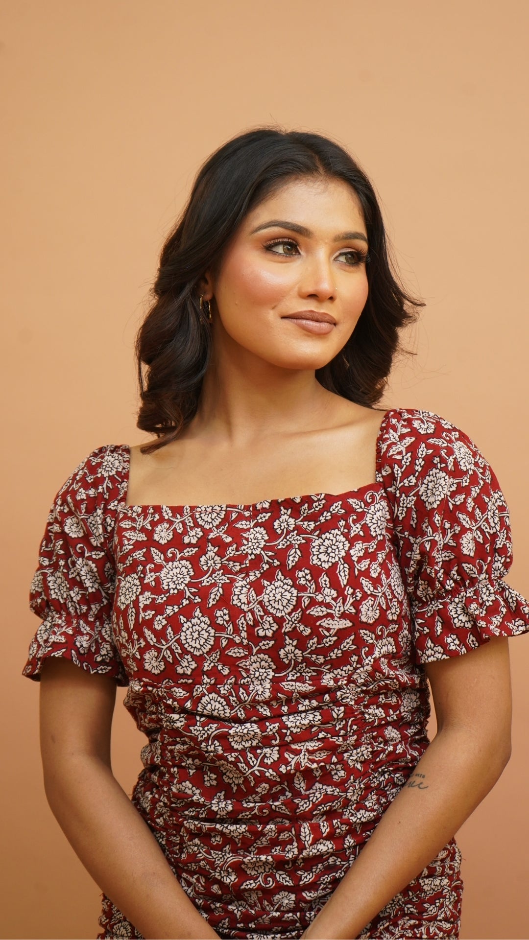 MAROON BAGH PRINT DRESS