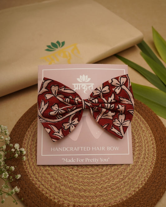MAROON BELL BAGH PRINT BOWCLIP