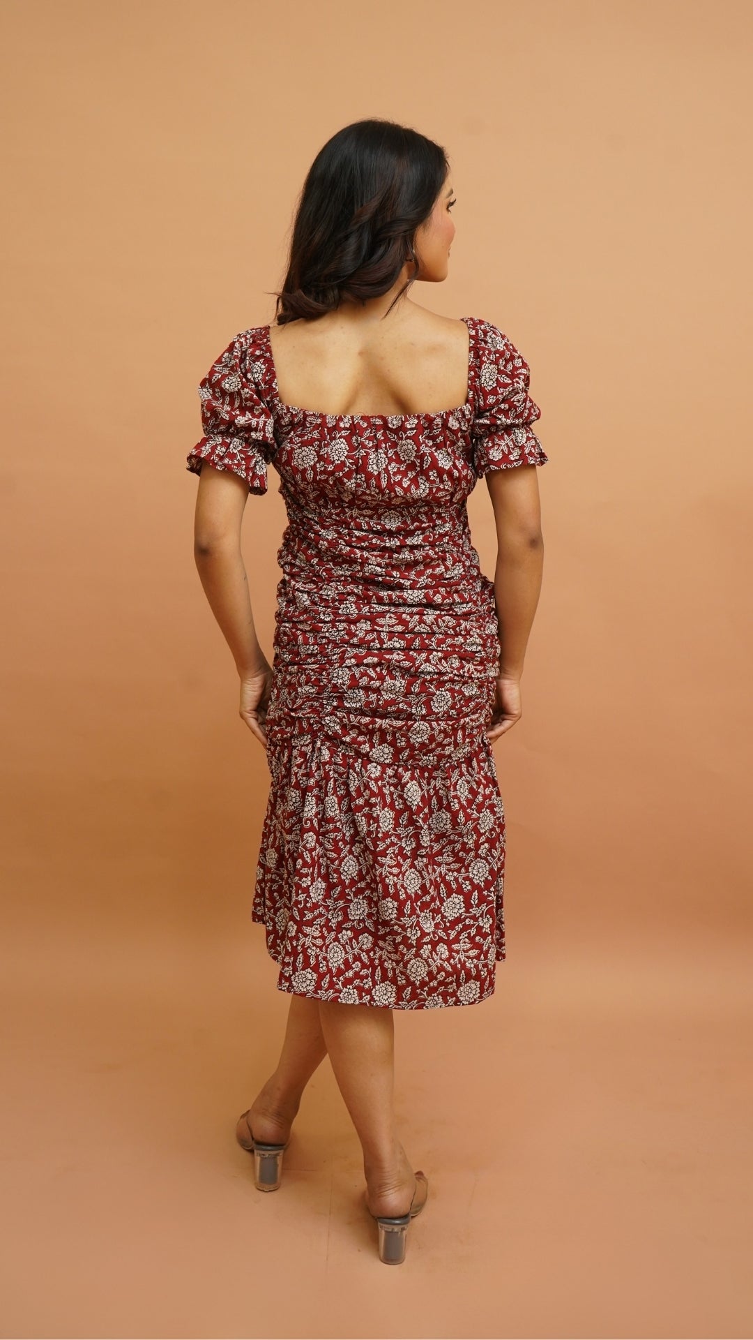 MAROON BAGH PRINT DRESS