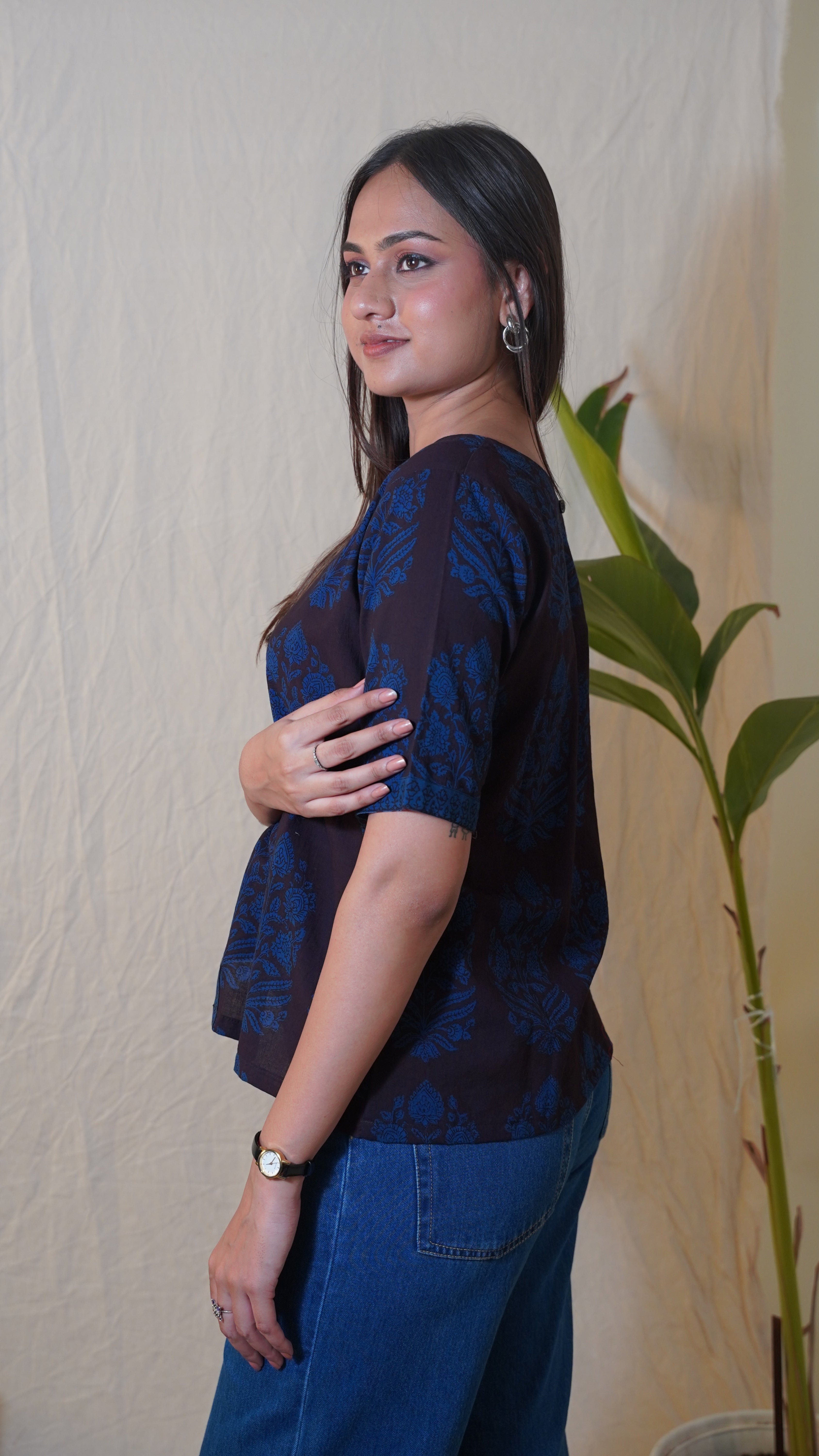 INDIGO BAGH PRINT ASYMMETRIC TOP