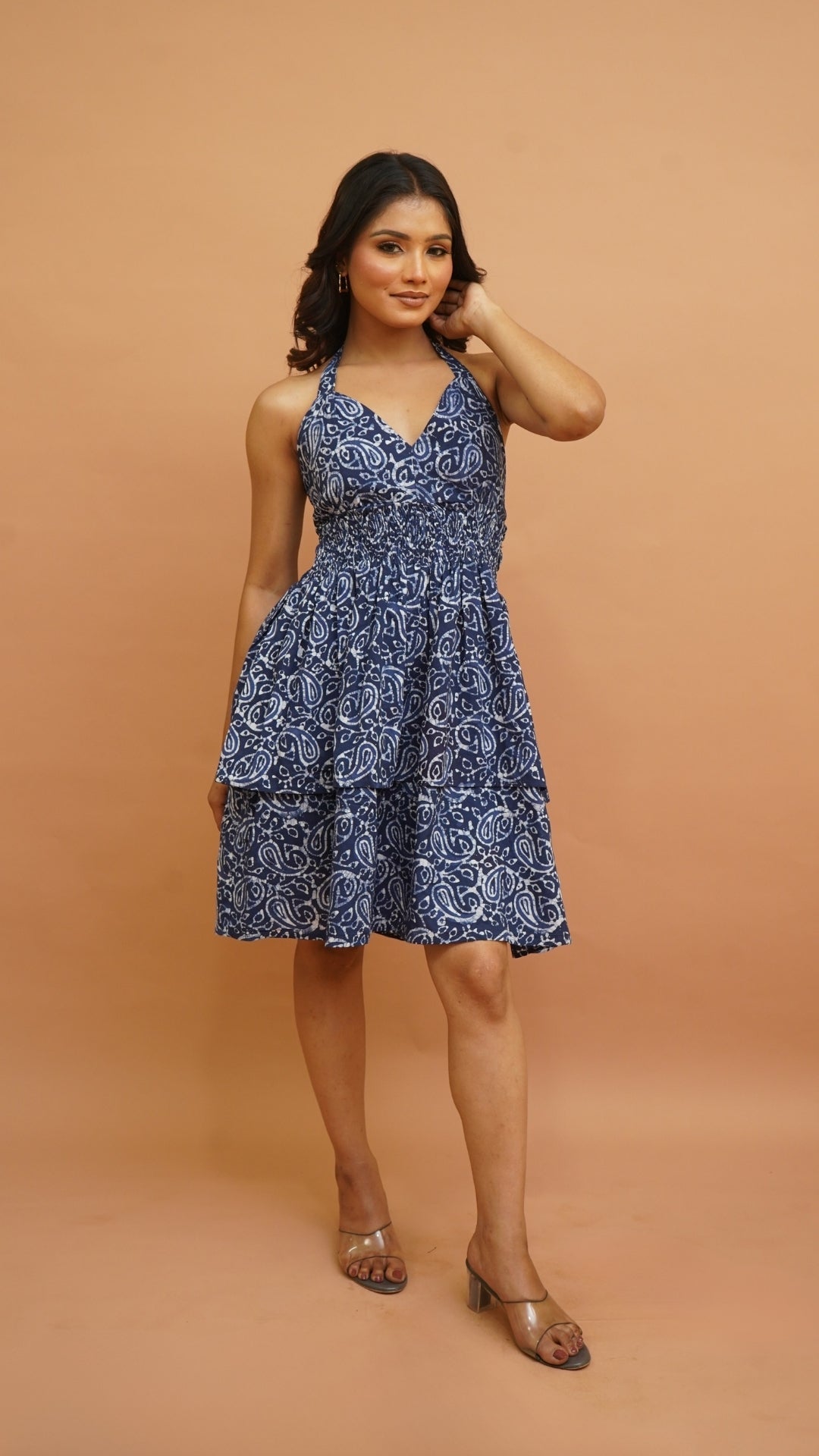 INDIGO PAISLEY BATIK PRINT DRESS