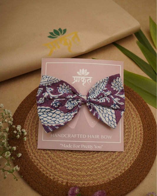 LAVENDER WHITEBAGH PRINT BOWCLIP