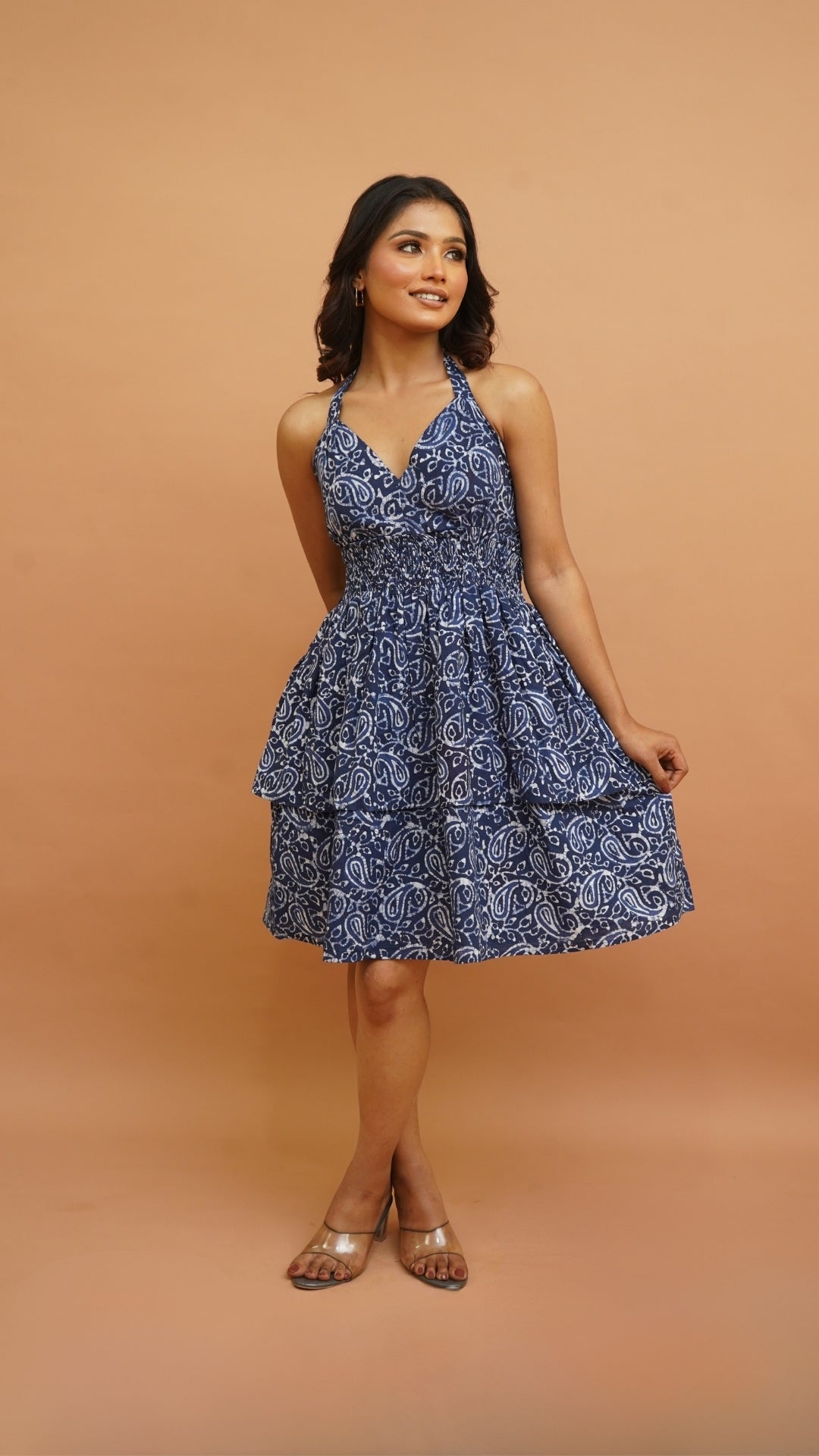 INDIGO PAISLEY BATIK PRINT DRESS