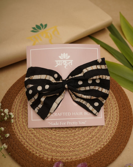 BLACK WHITE BATIK PRINT BOWCLIP