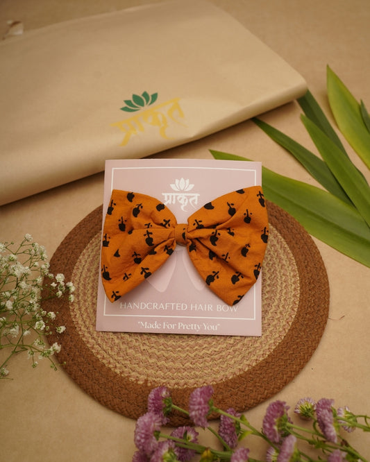 BLACK ORANGE BAGH PRINT BOWCLIP-2