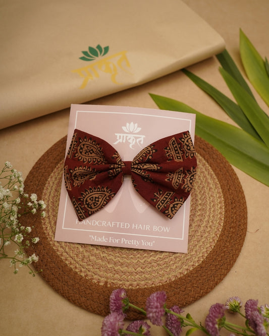 MAROON GOLD BAGH PRINT BOWCLIP