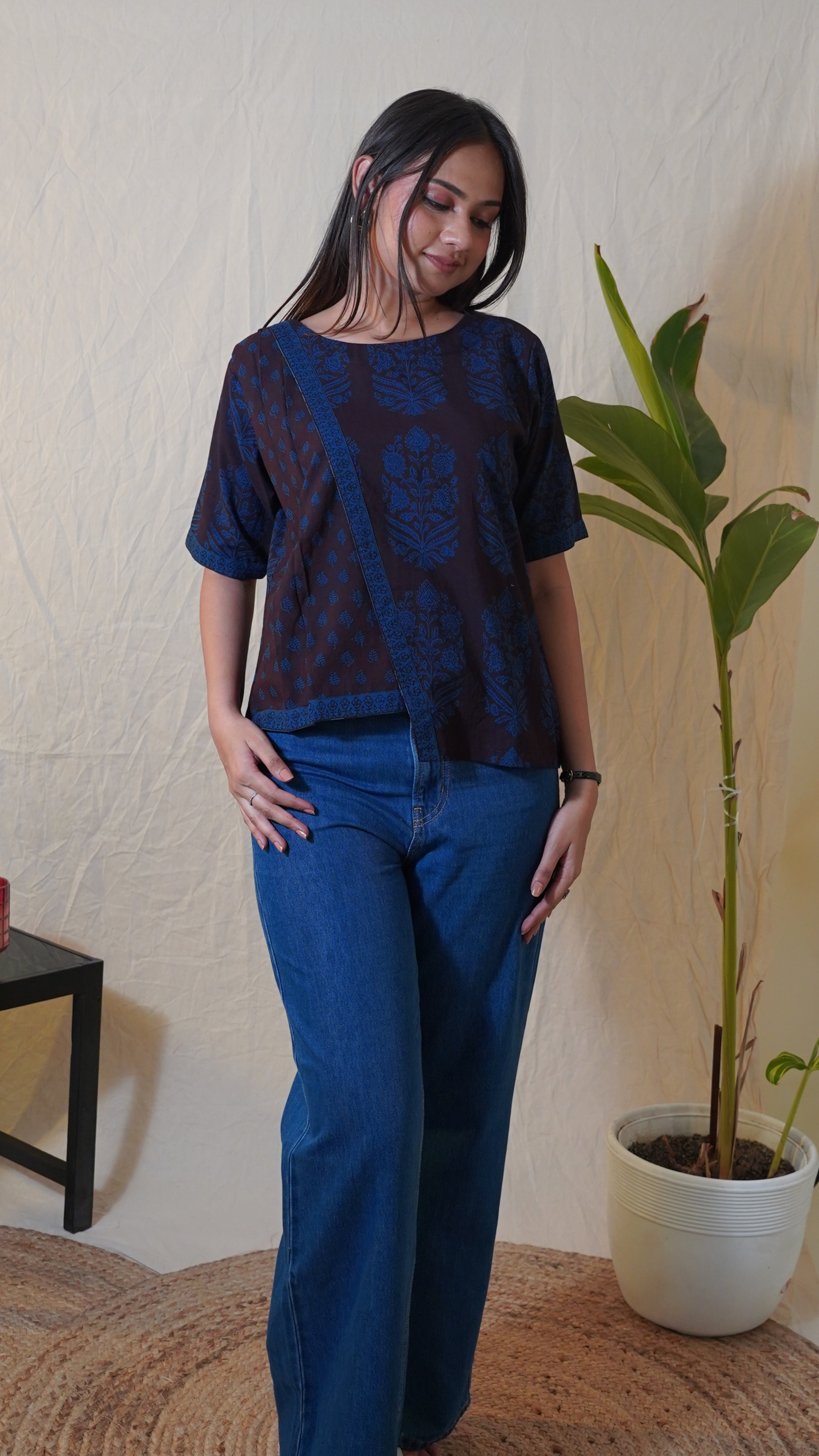 INDIGO BAGH PRINT ASYMMETRIC TOP