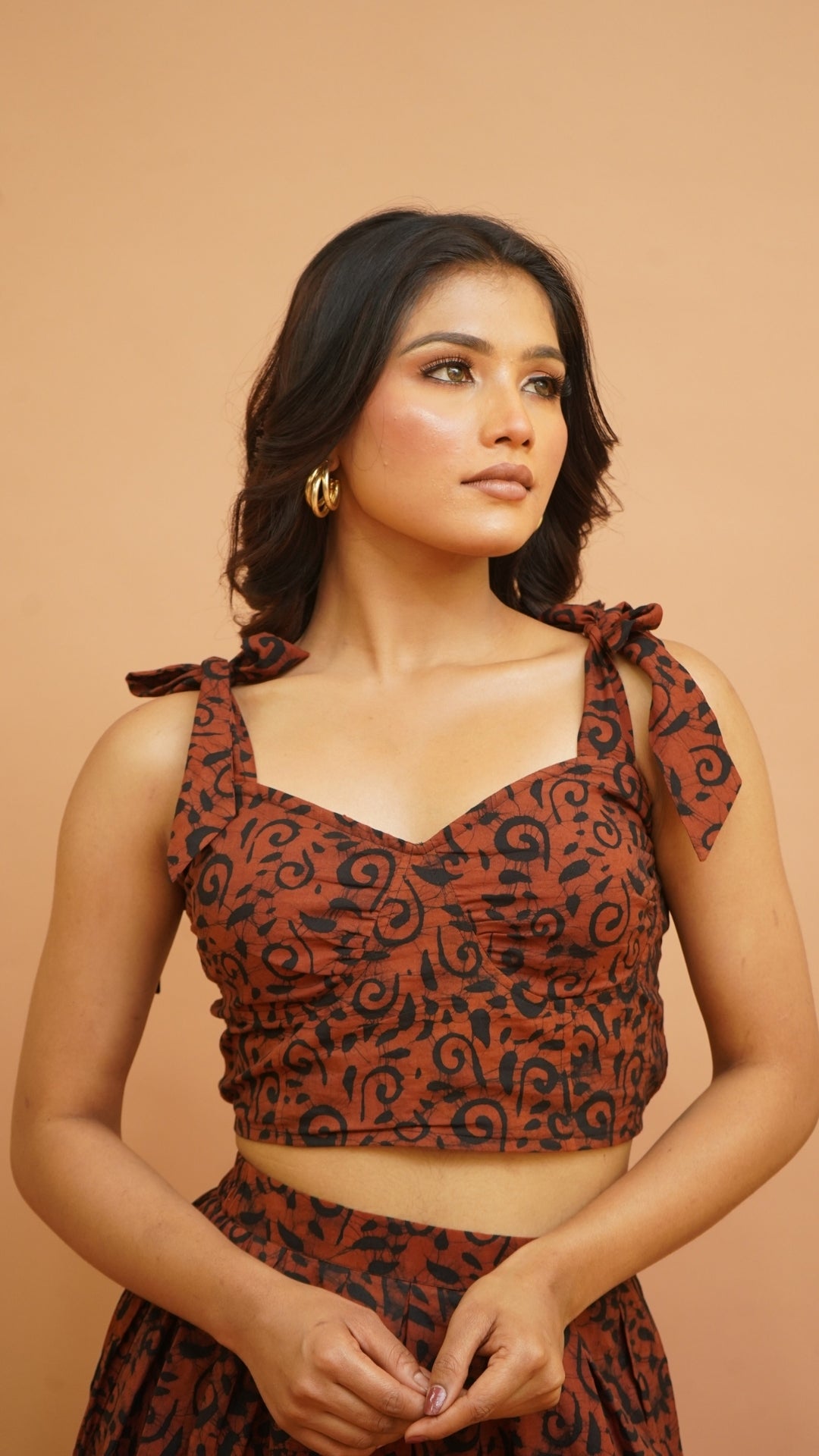 RUST BROWN BLACK BATIK PRINT CO-ORD SET