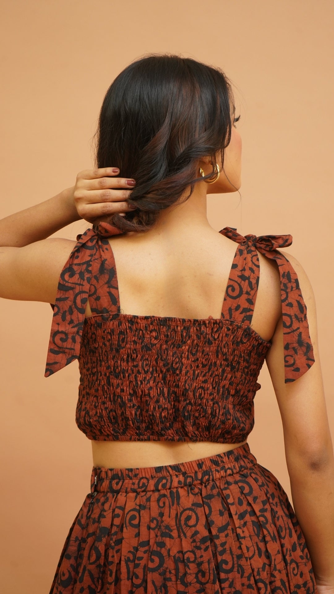 RUST BROWN BLACK BATIK PRINT CO-ORD SET
