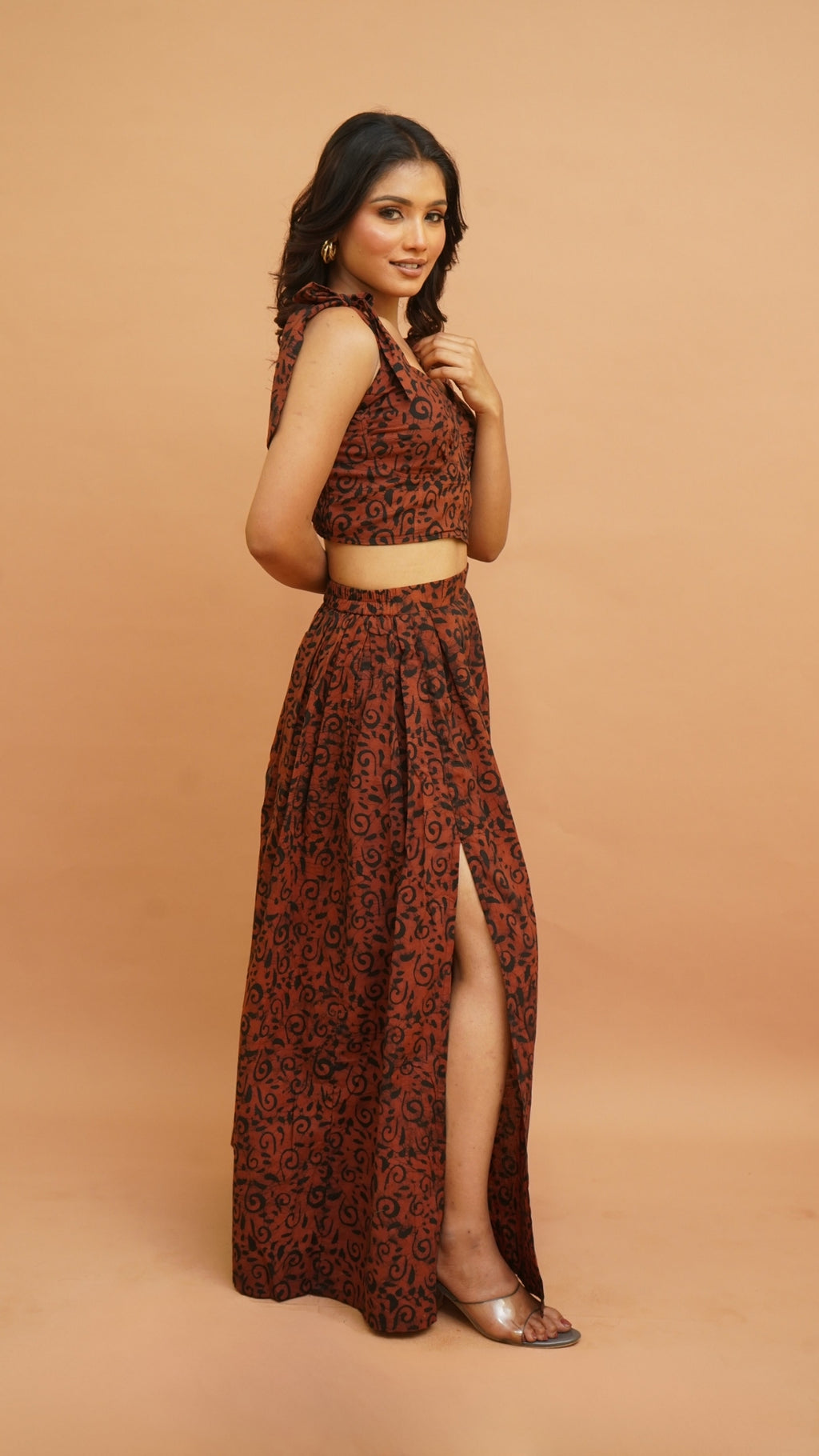 RUST BROWN BLACK BATIK PRINT CO-ORD SET